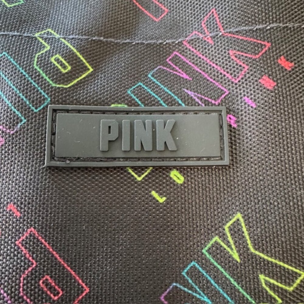 NWT Y2K Victoria's Secret PINK Tote Bag, Black/Neon Logos - Picture 2 of 4